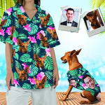 うちの子・ペットの写真でつくるオリジナル ハワイアン・トロピカル・シャツ大きいサイズ・小さいサイズ♪カスタマイズペット用品